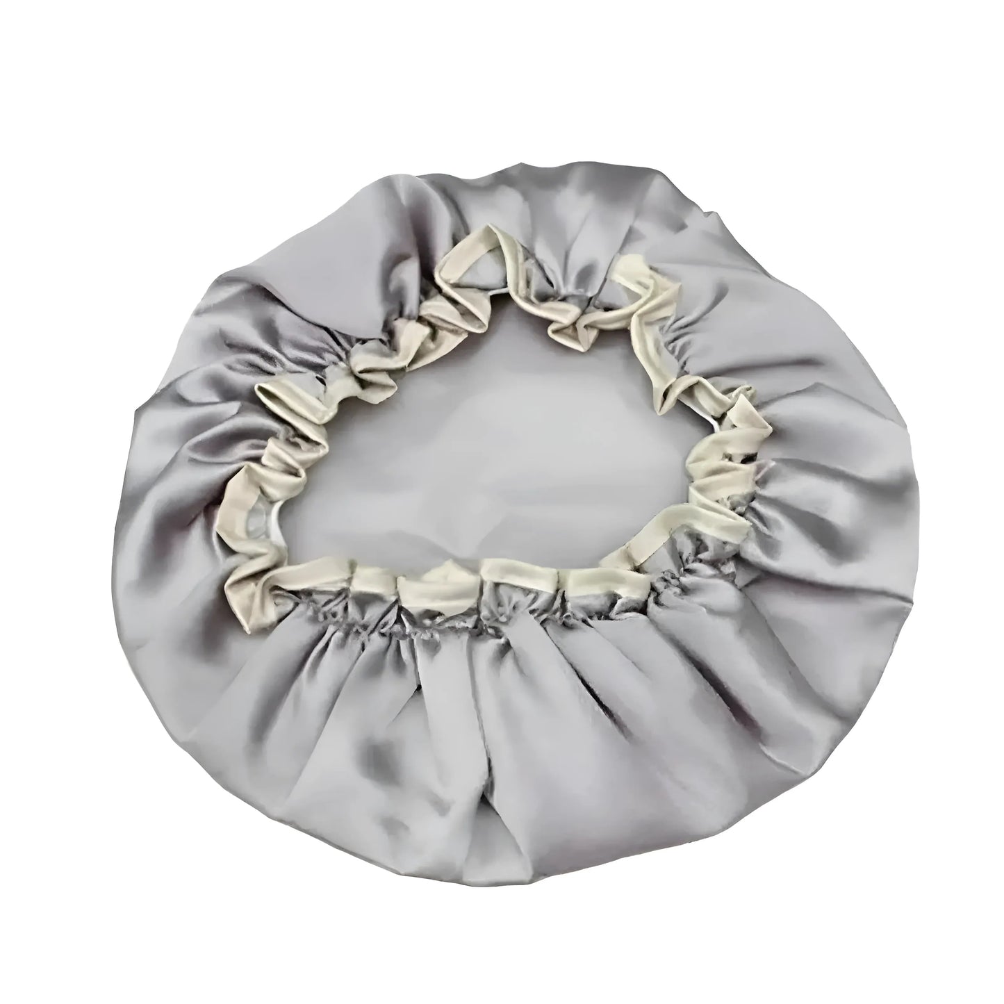 Grey Satin Shower Cap with Elastic Band