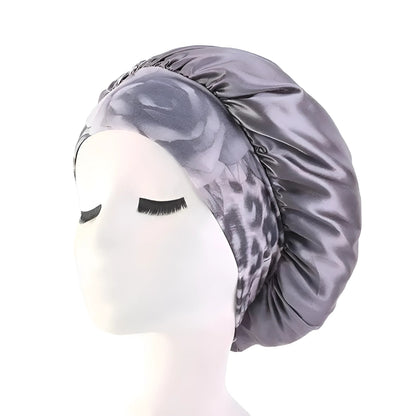 Grey Satin Sleep Cap with Wide Elastic Band