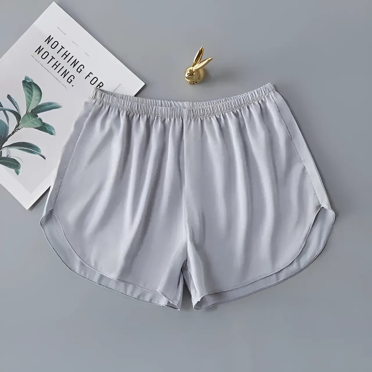 Grey Satin Sleep Shorts