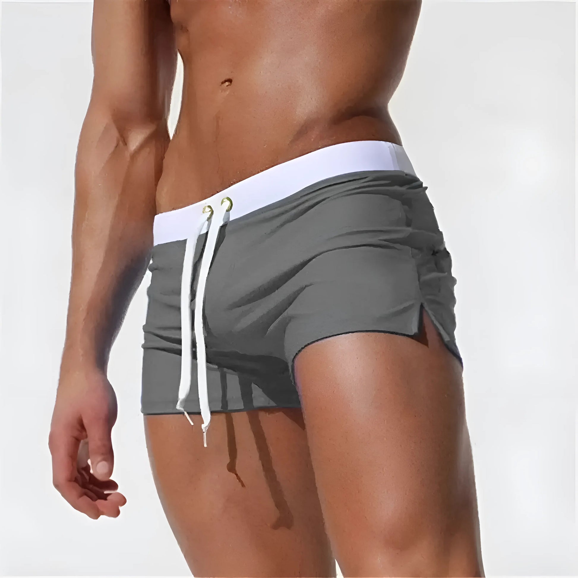 Grey Short Swim Shorts with Pocket