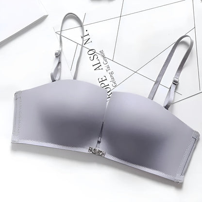 Grey Simple Push-Up Bra with Detachable Straps