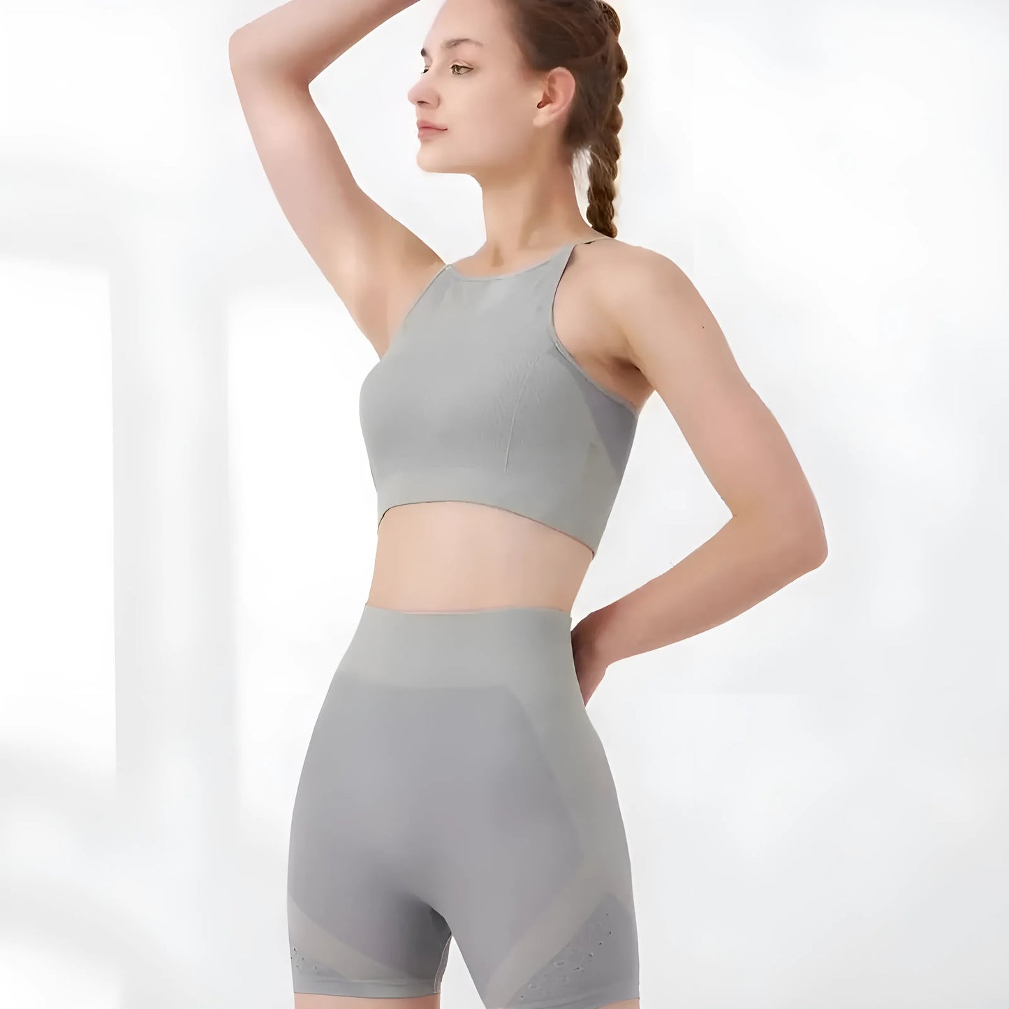 Grey Sports Set with Short Shorts