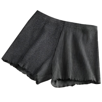 Grey Striped Women's Boxer Shorts with Longer Legs