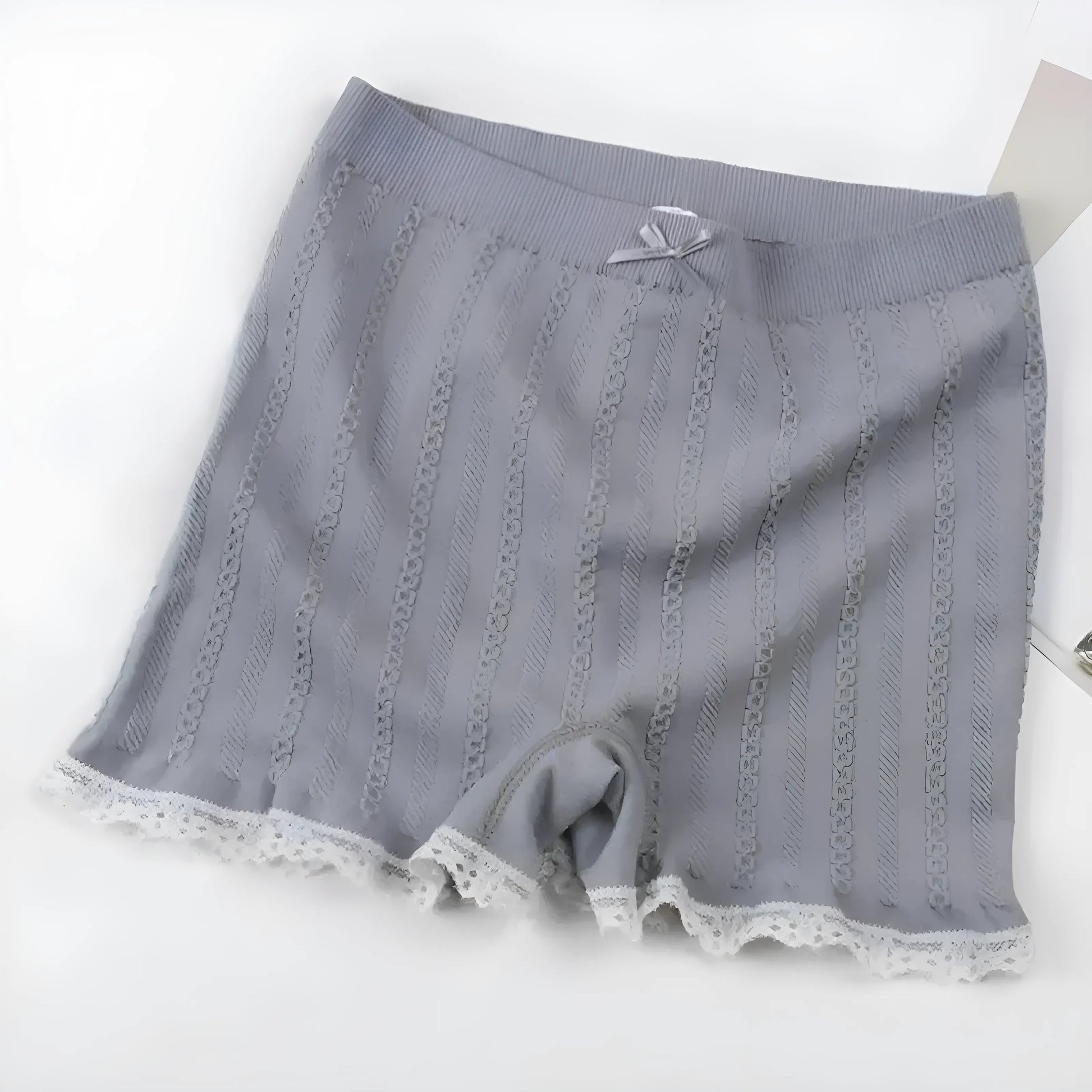 Grey Women's Boxer Briefs with Decorative Trim