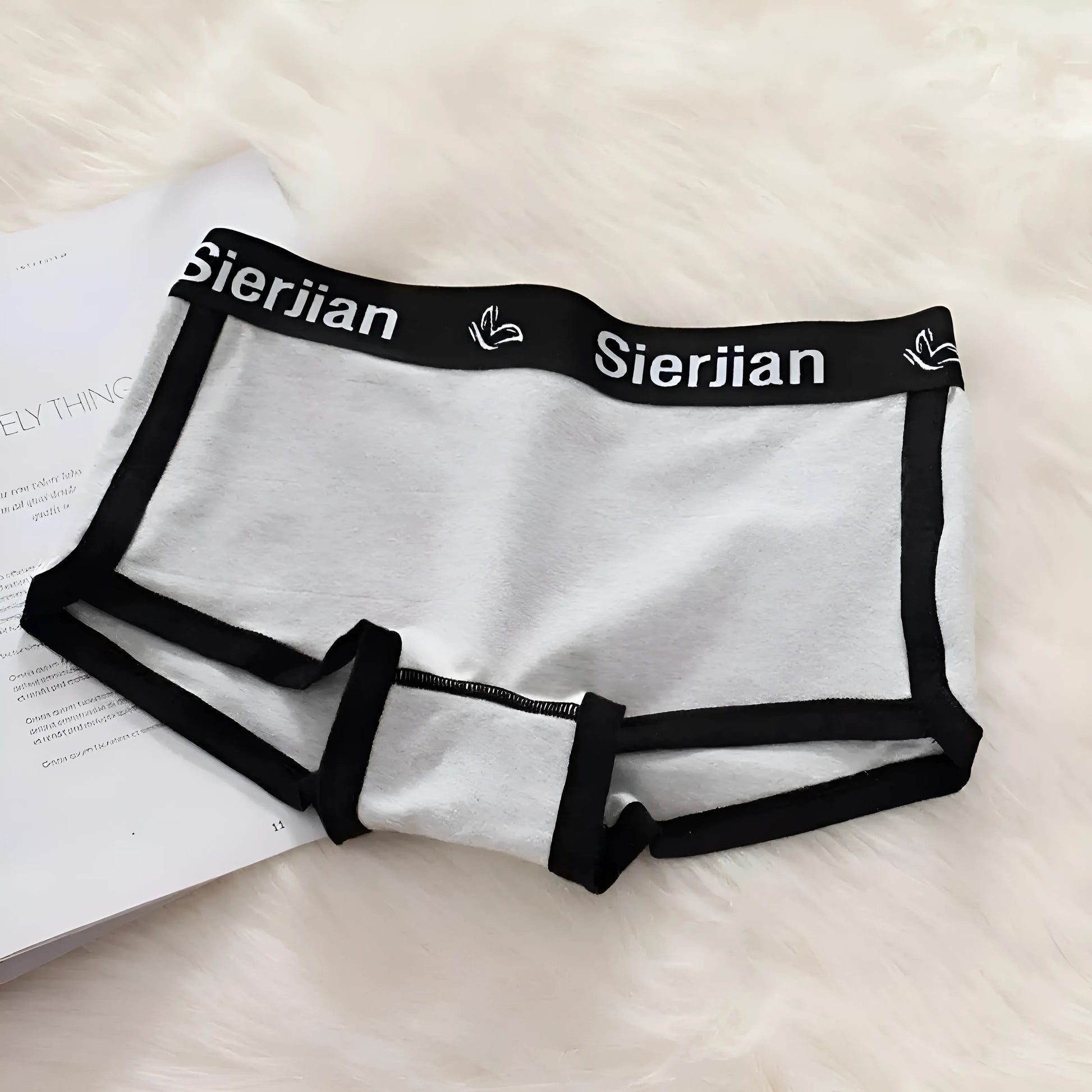 Grey Women's Boxer Briefs with Piping