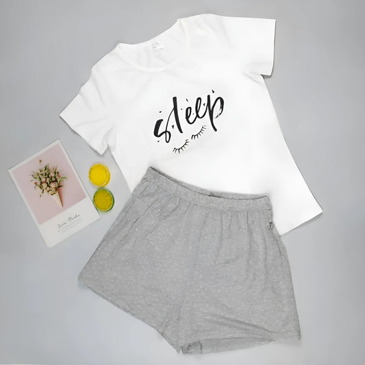 Grey Women's Pyjamas with Short Shorts