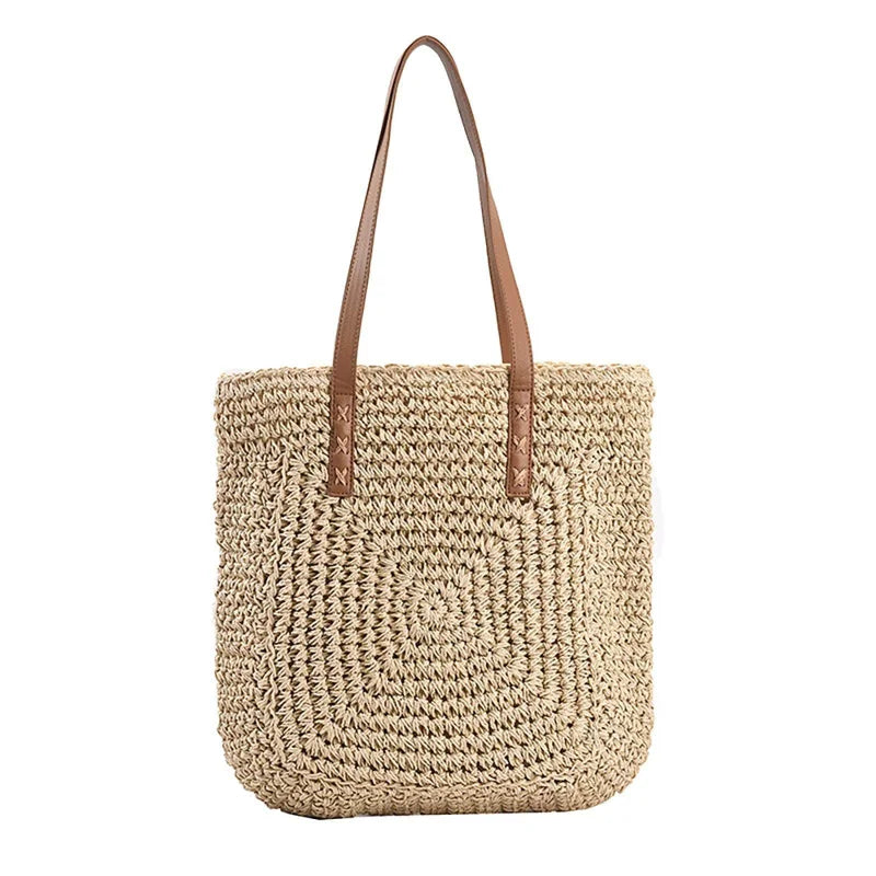 Handwoven beach bag - beige