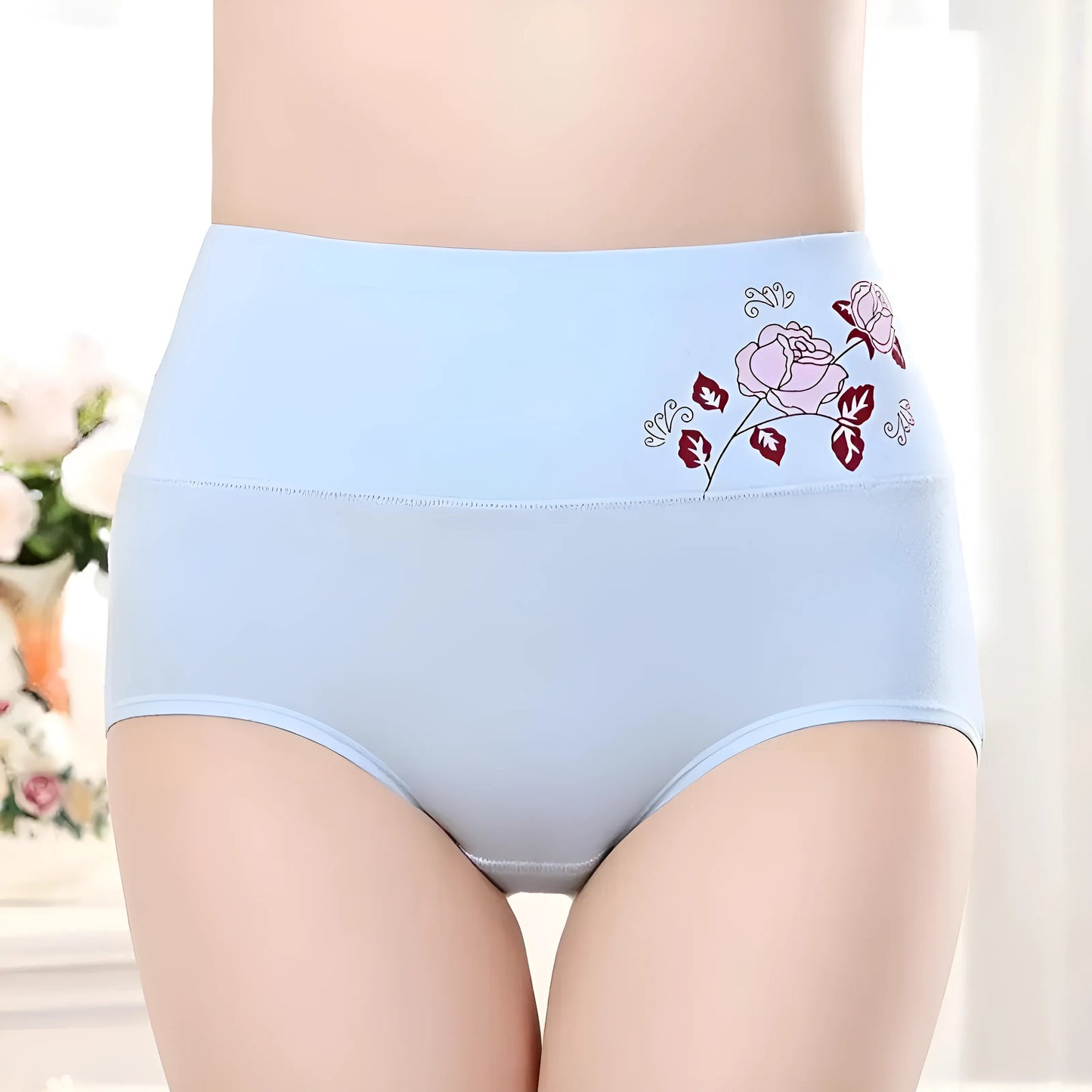  High-Waisted Knickers with Decorative Rose