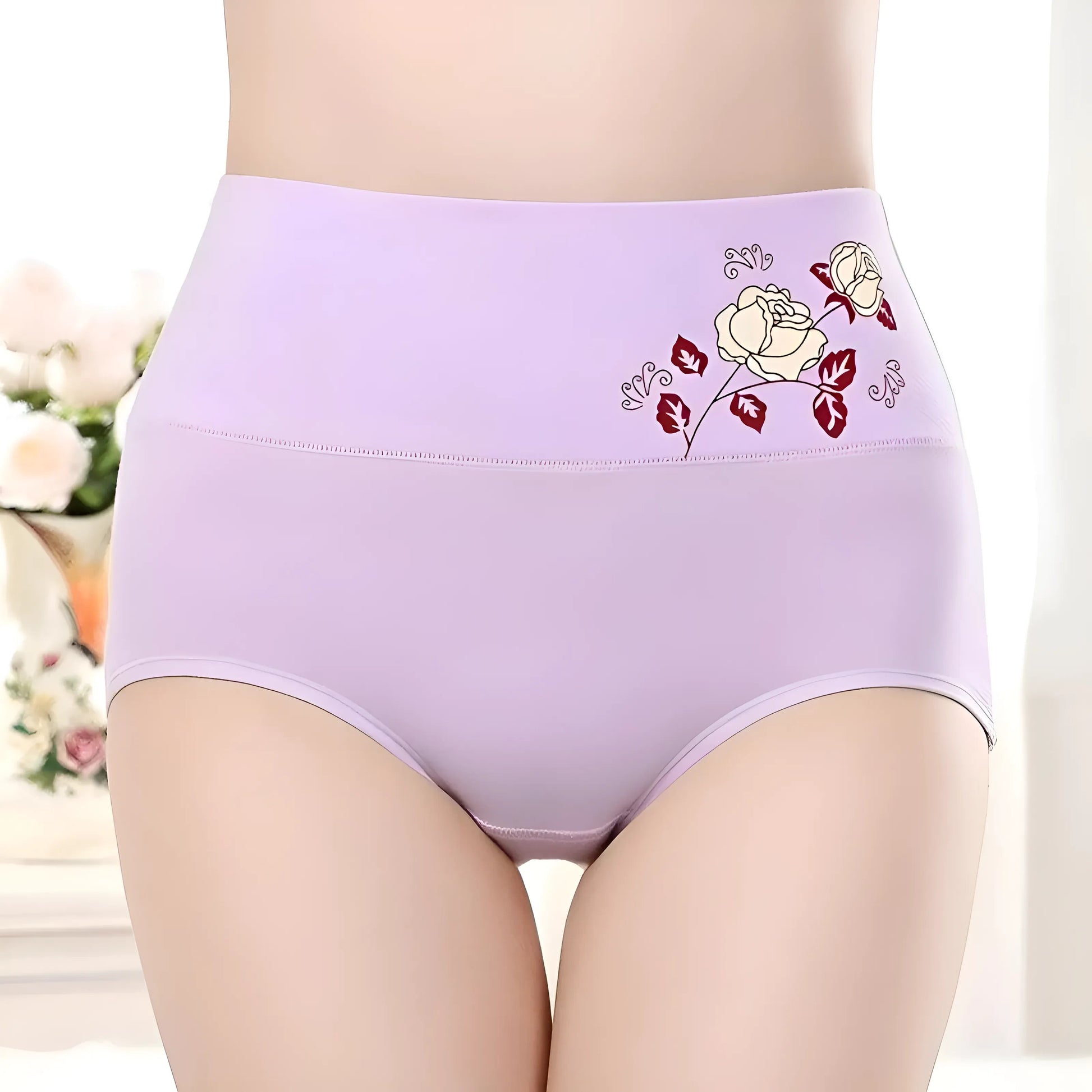  High-Waisted Knickers with Decorative Rose