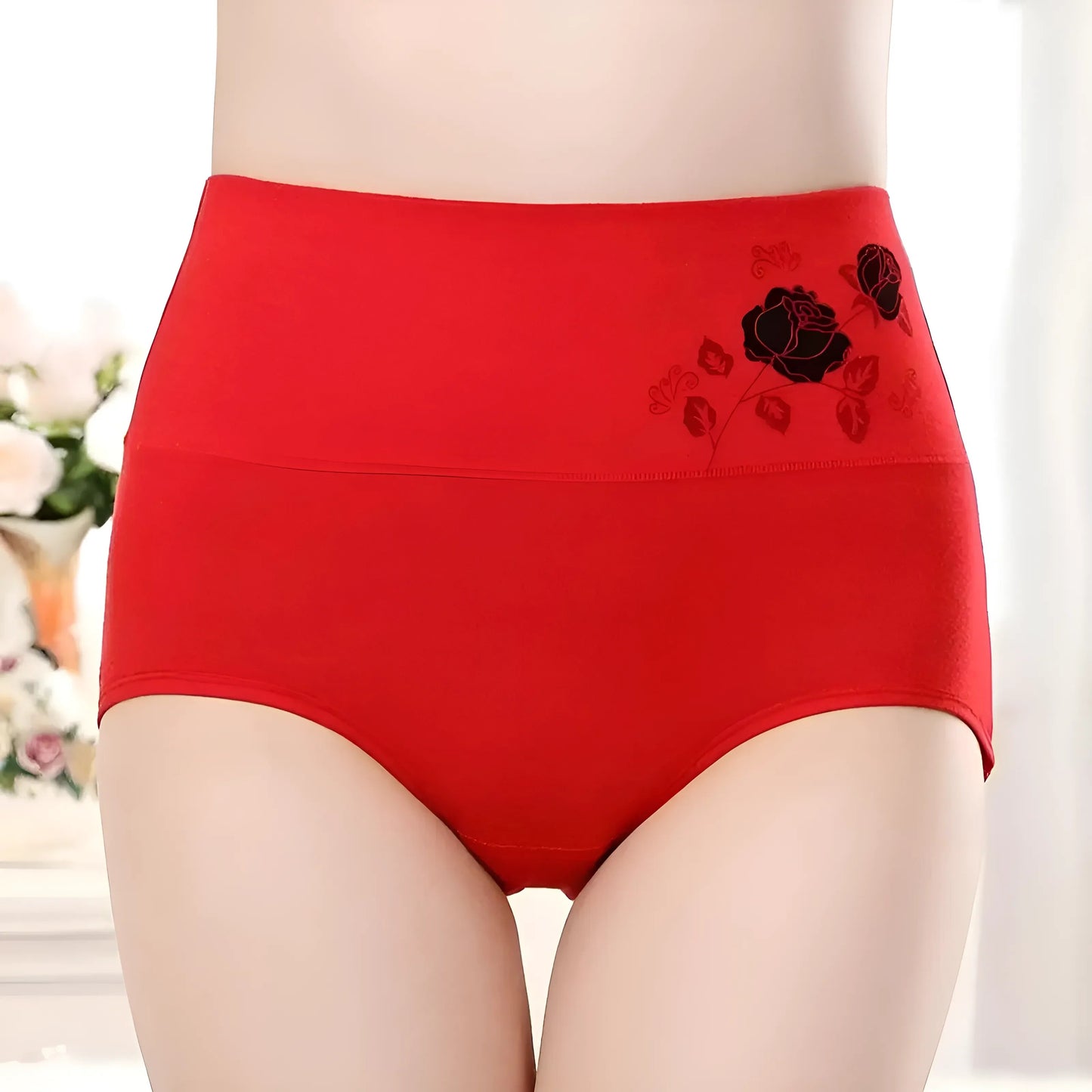  High-Waisted Knickers with Decorative Rose