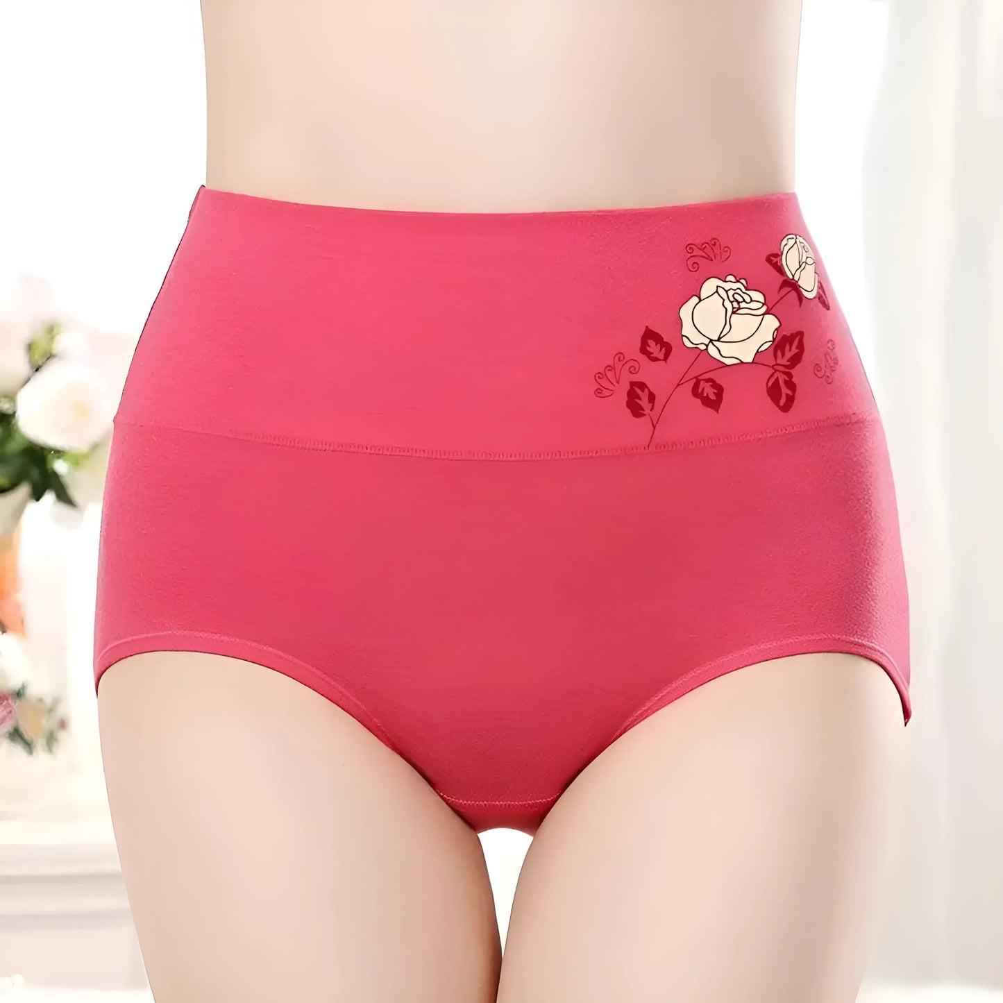  High-Waisted Knickers with Decorative Rose