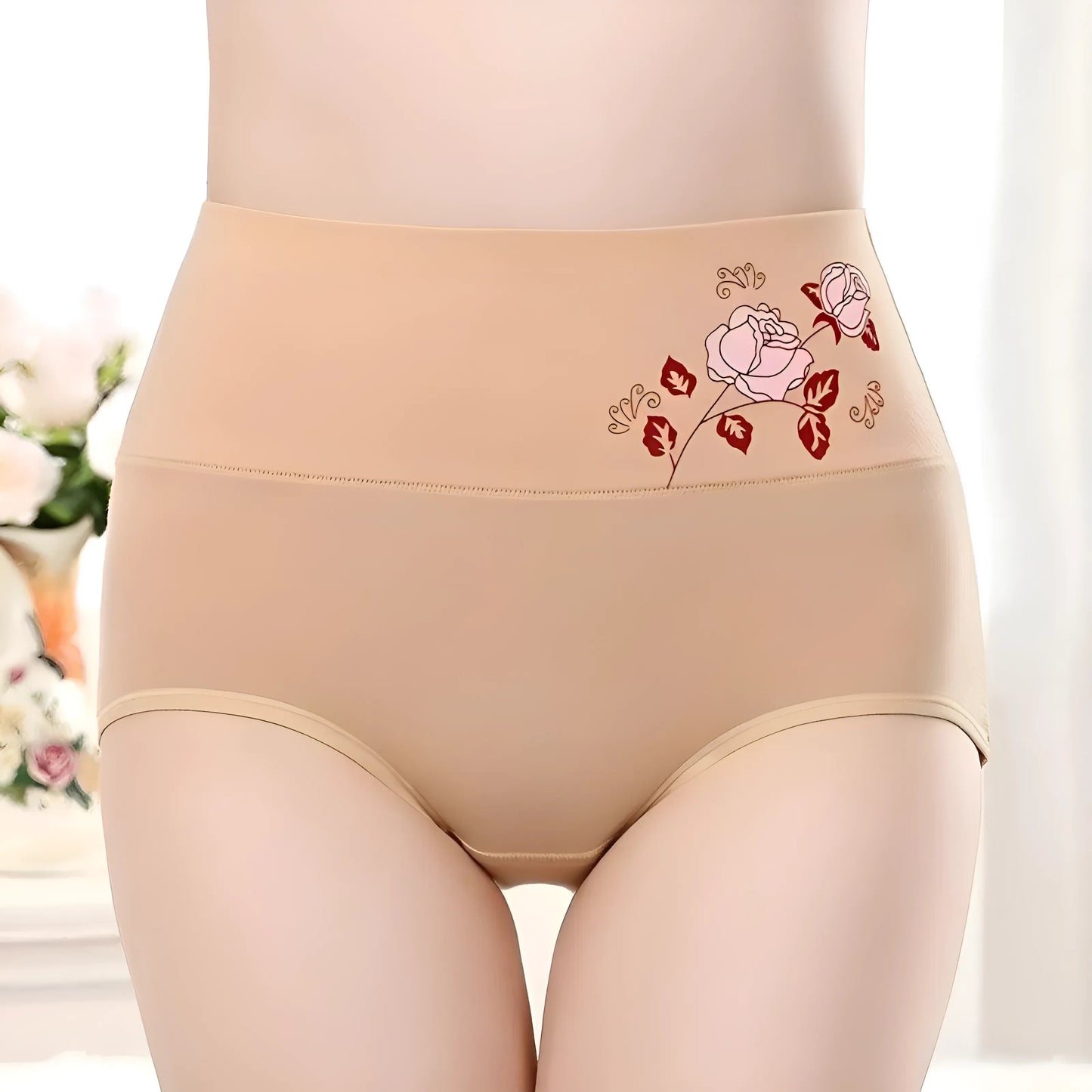  High-Waisted Knickers with Decorative Rose