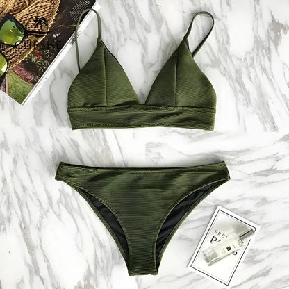  Khaki Two-Piece Bikini Set