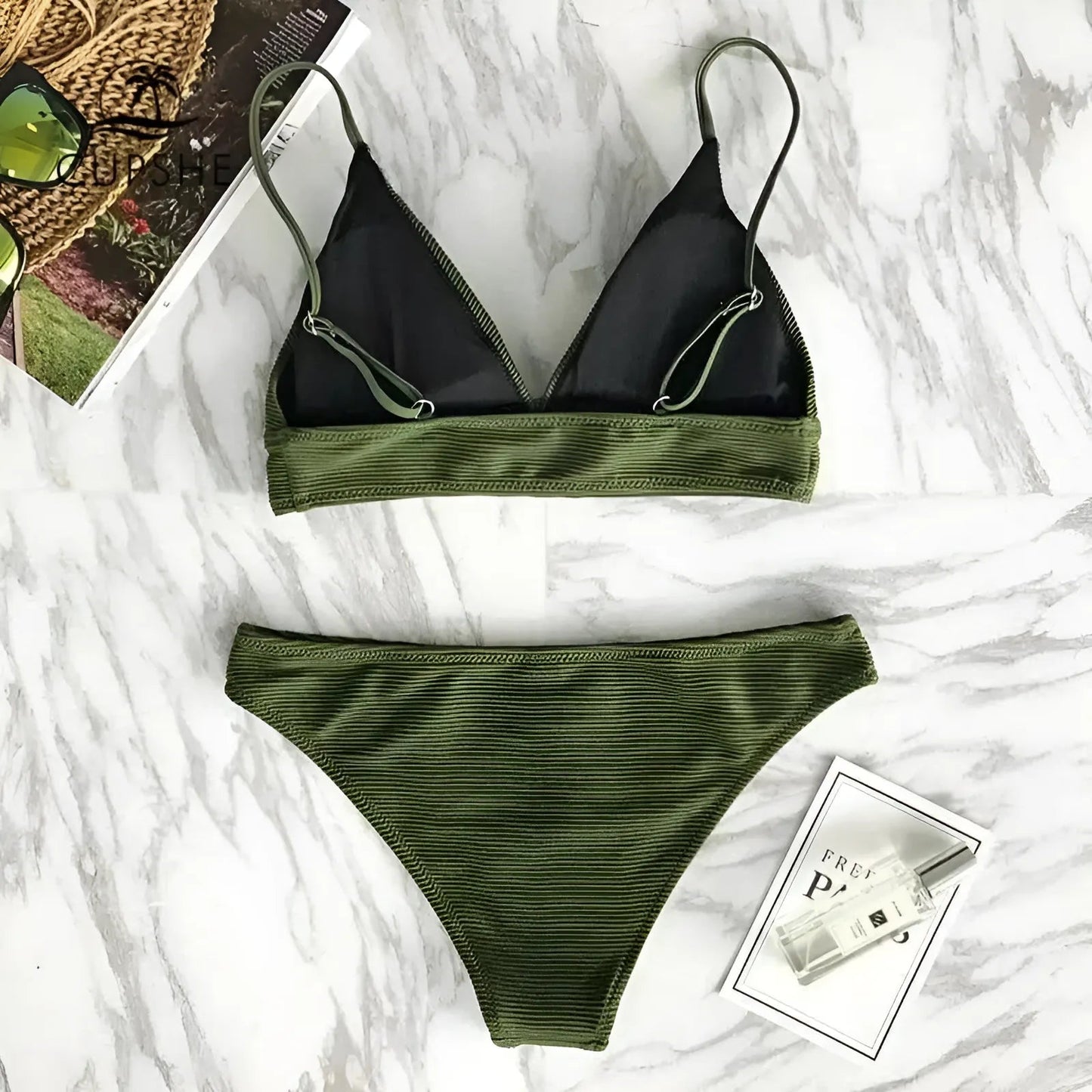  Khaki Two-Piece Bikini Set