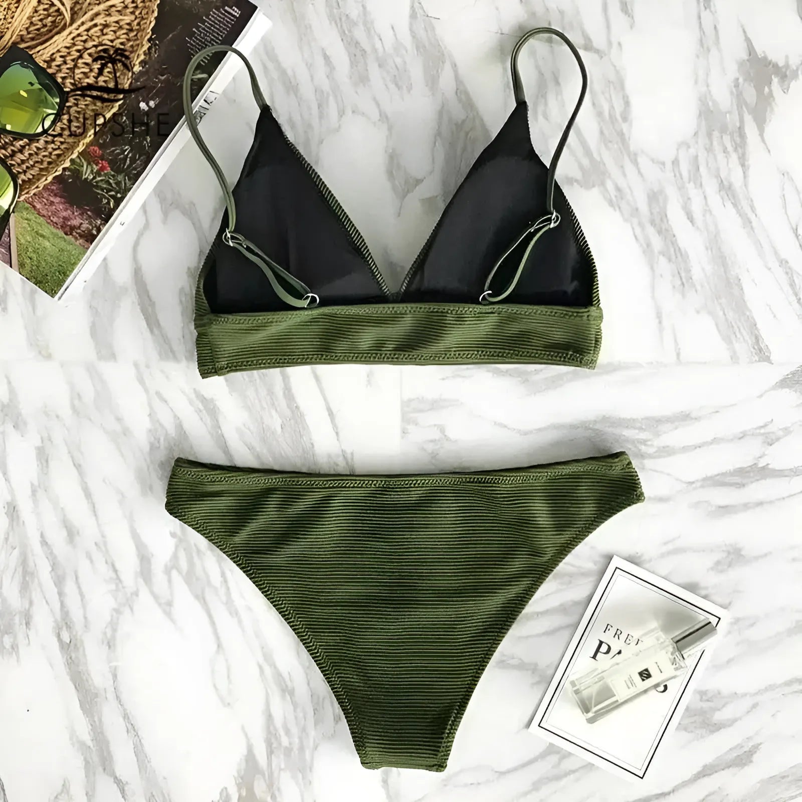  Khaki Two-Piece Bikini Set