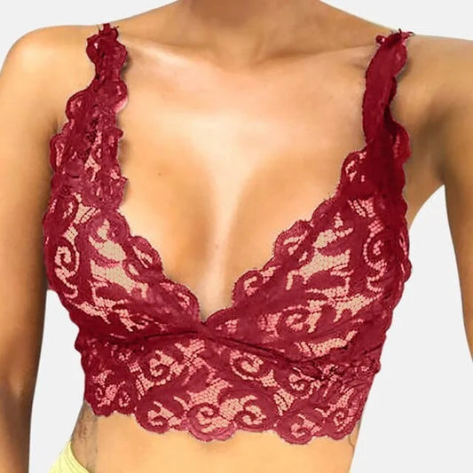 Lace bralette - red / s