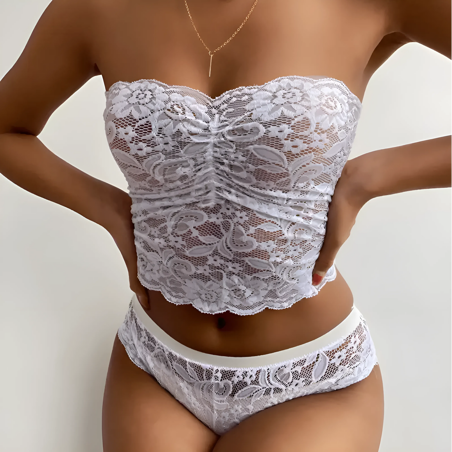  Lace Lingerie Set with Corset-Style Top