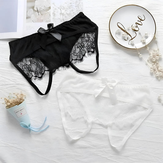  Lace Open Knickers with Bow