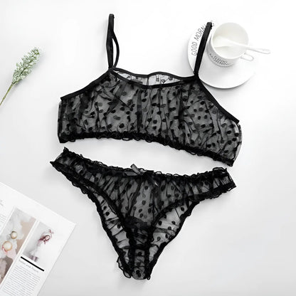  Lace Polka Dot Lingerie Set