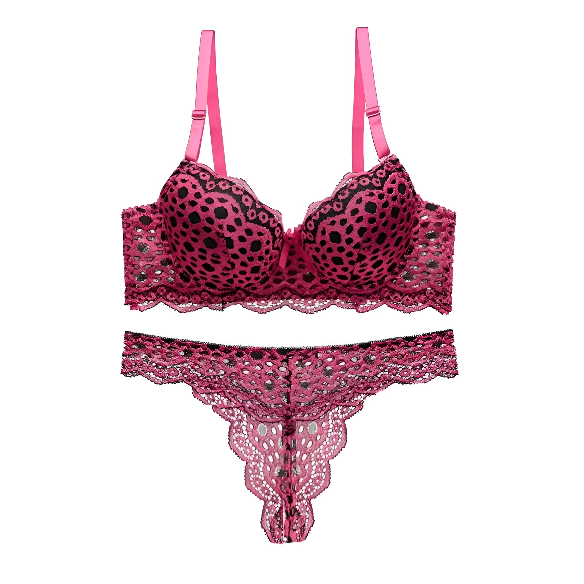  Lace Spot Print Lingerie Set