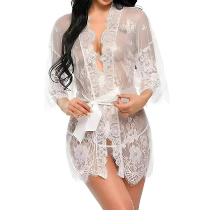  Lace Trimmed Robe Peniuar