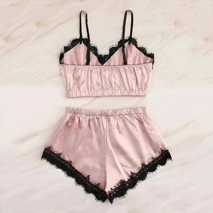  Lace Two-Piece Pyjama Set with Short Top