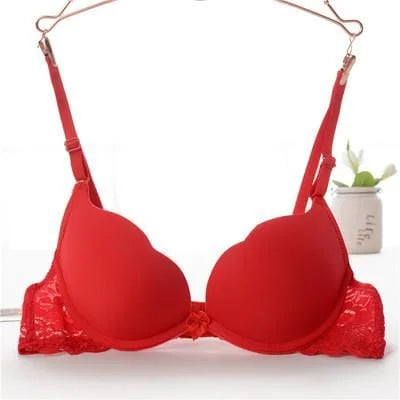 Lace-up push-up bra - red / 32a