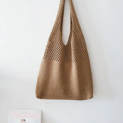 Large fabric beach bag - brown