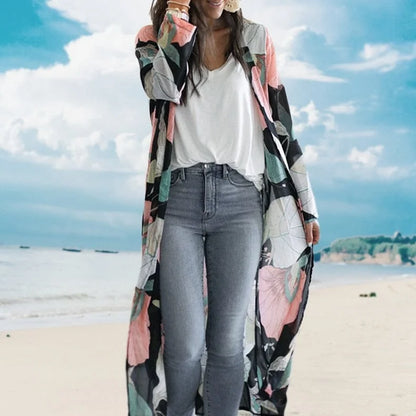 Large floral beach kimono