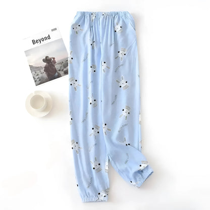 Light Blue Colourful Patterned Pyjama Trousers