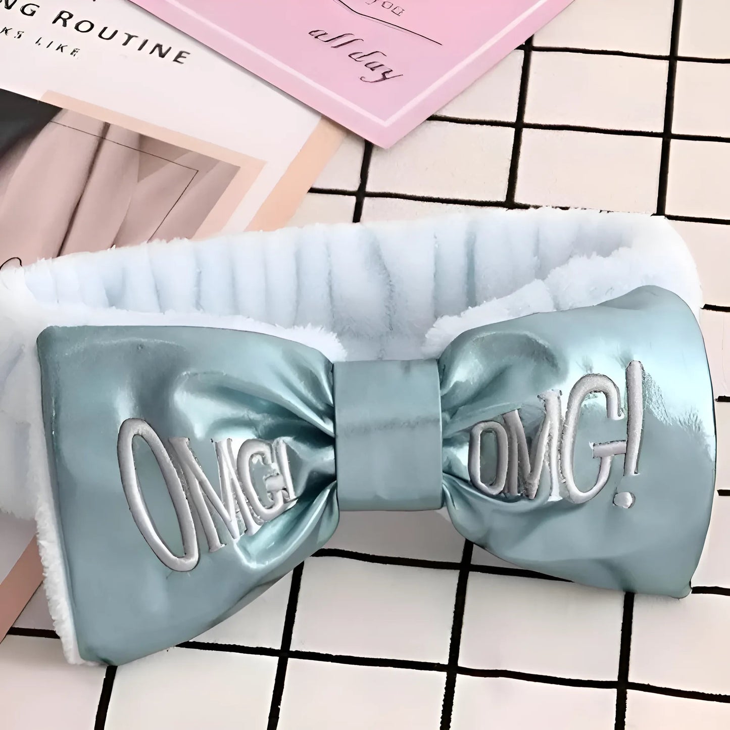 Light Blue Satin Bow Hairband