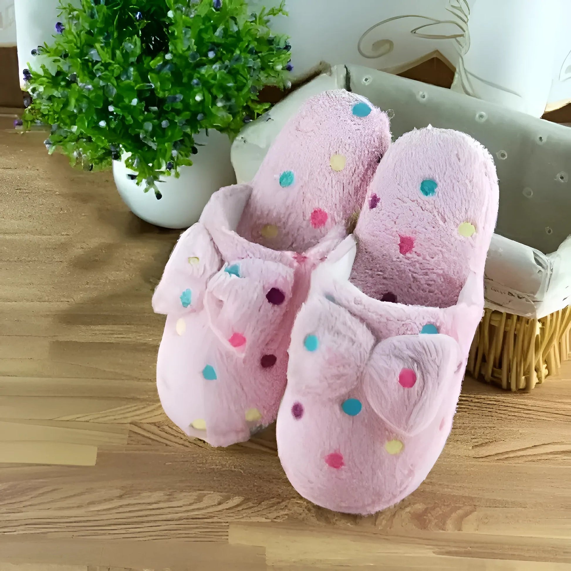 Light Pink Home Slippers with Bow