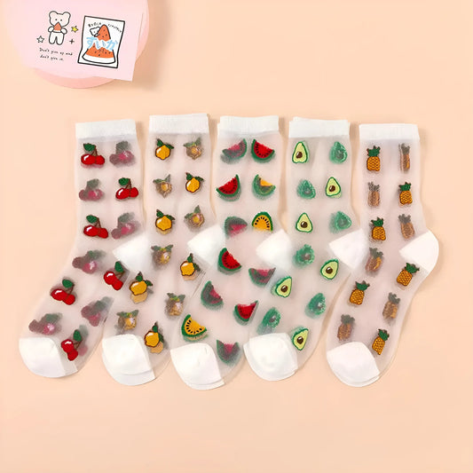  Long Transparent Fruit Socks