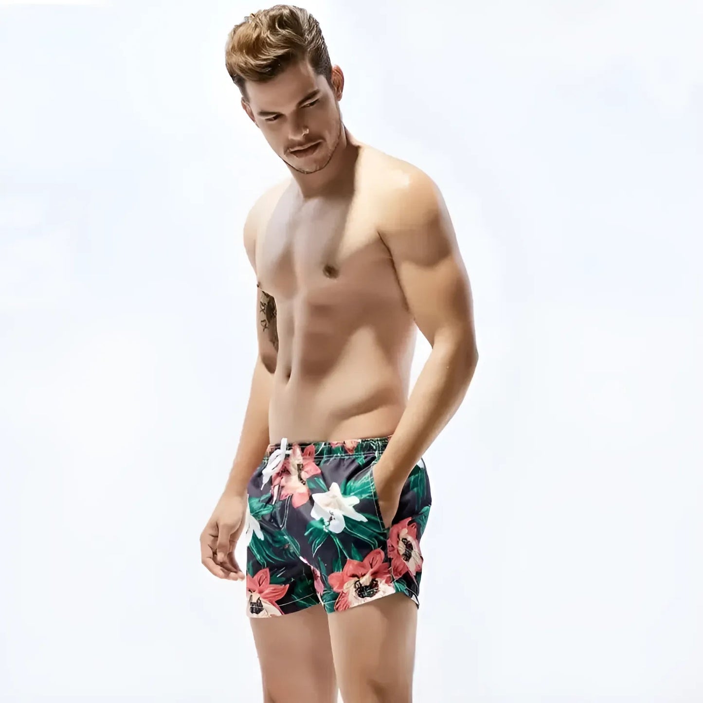  Men's Hawaiian Floral Swim Shorts