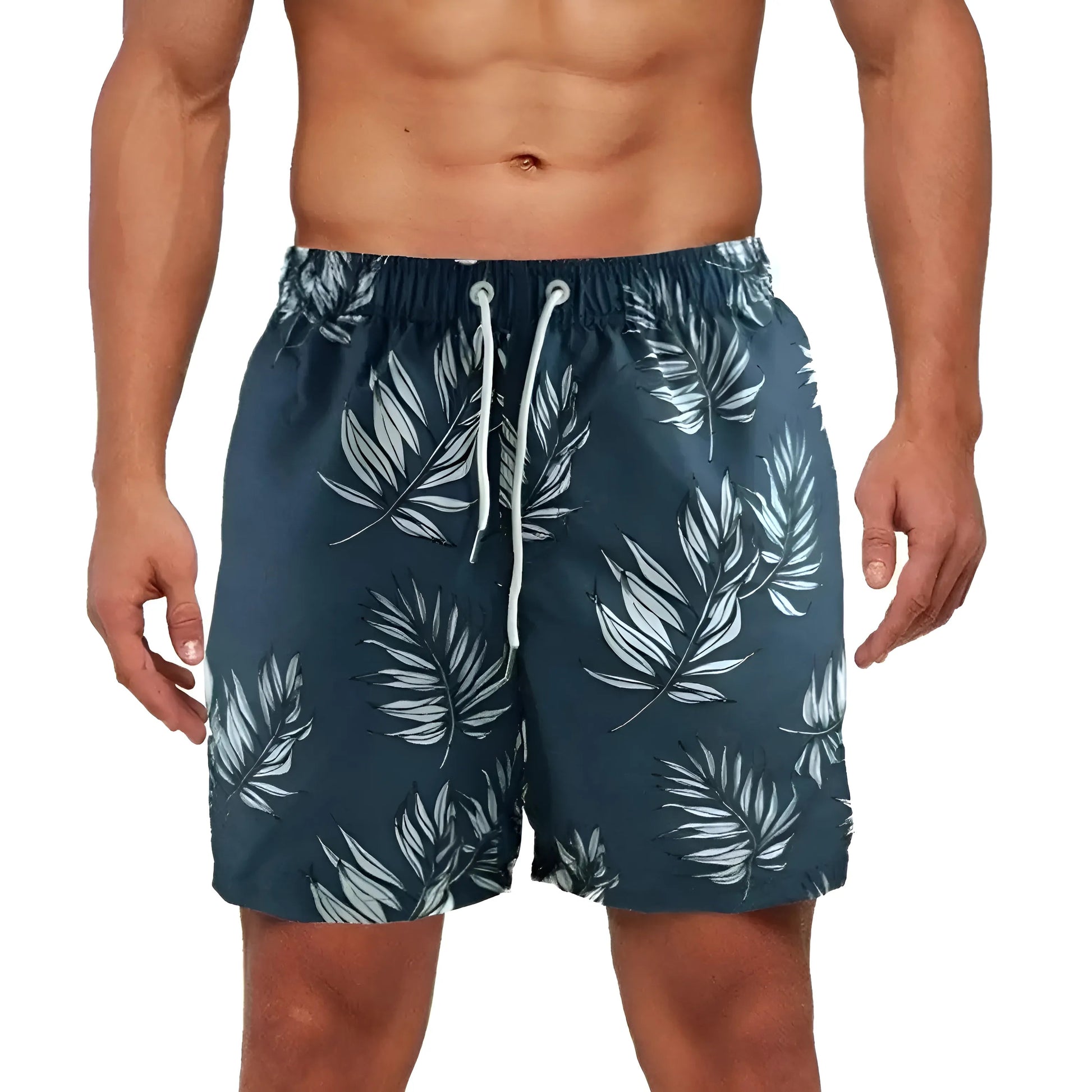  Men's Swim Shorts with Leaf Print