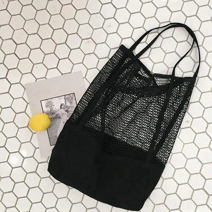 Mesh beach bag - black