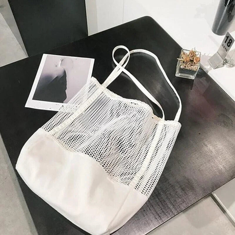 Mesh beach bag - white