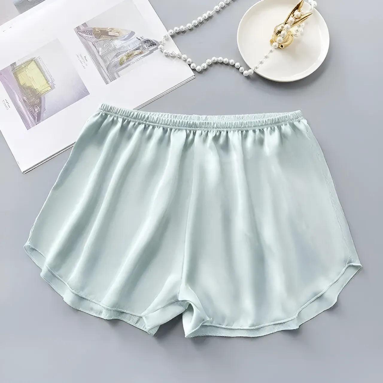 Mint Satin Sleep Shorts