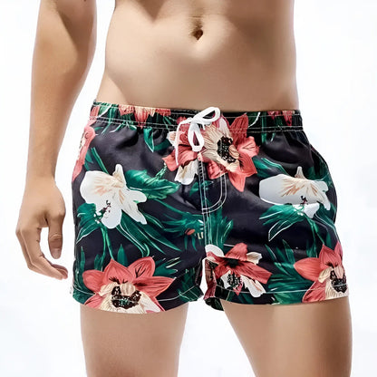 Multicoloured Men's Hawaiian Floral Swim Shorts