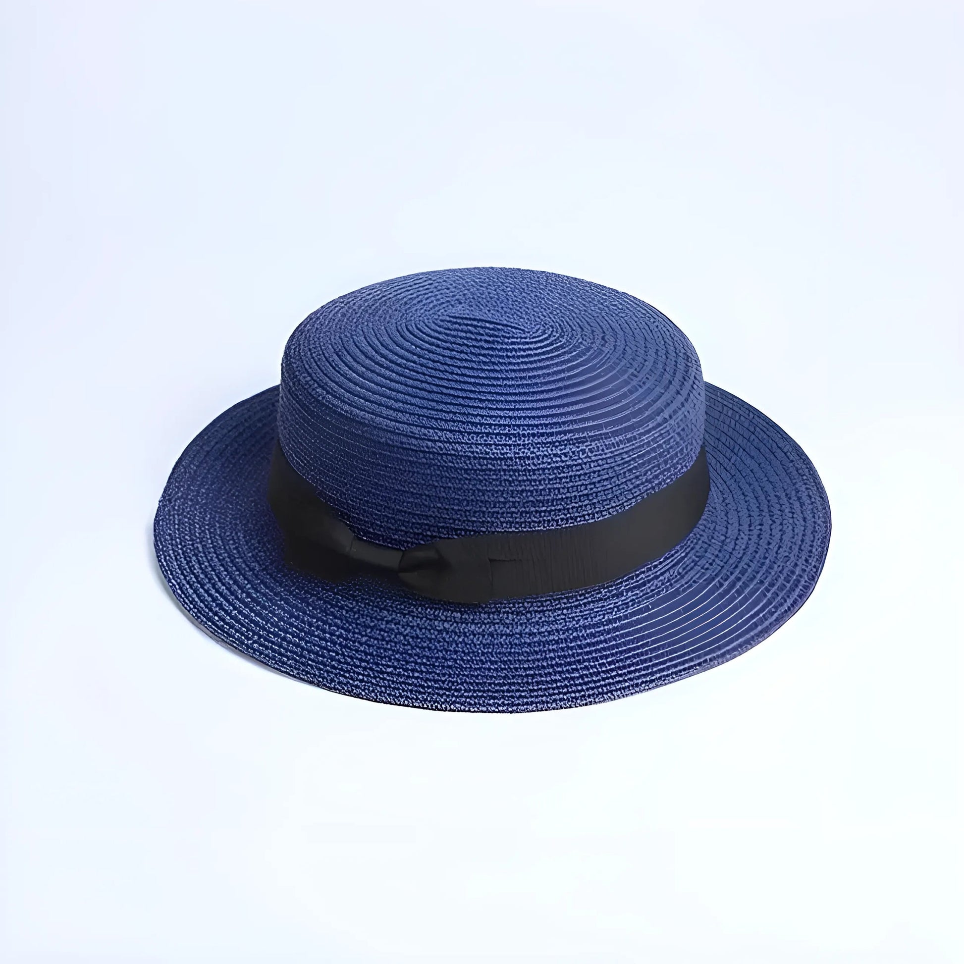 Navy Beach Hat with Black Ribbon