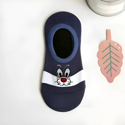 Navy Cartoon Character Ankle Socks