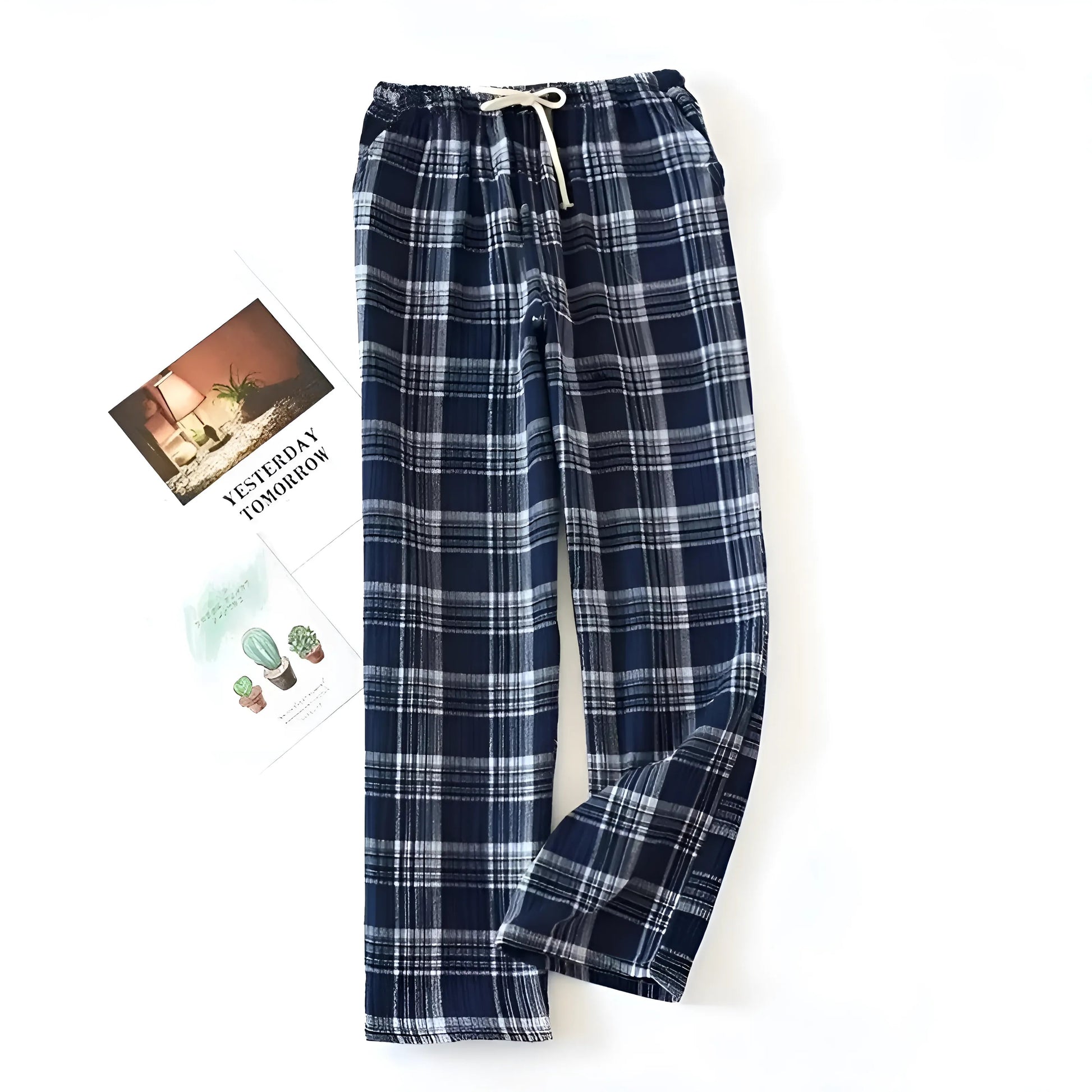 Navy Checked Pyjama Trousers