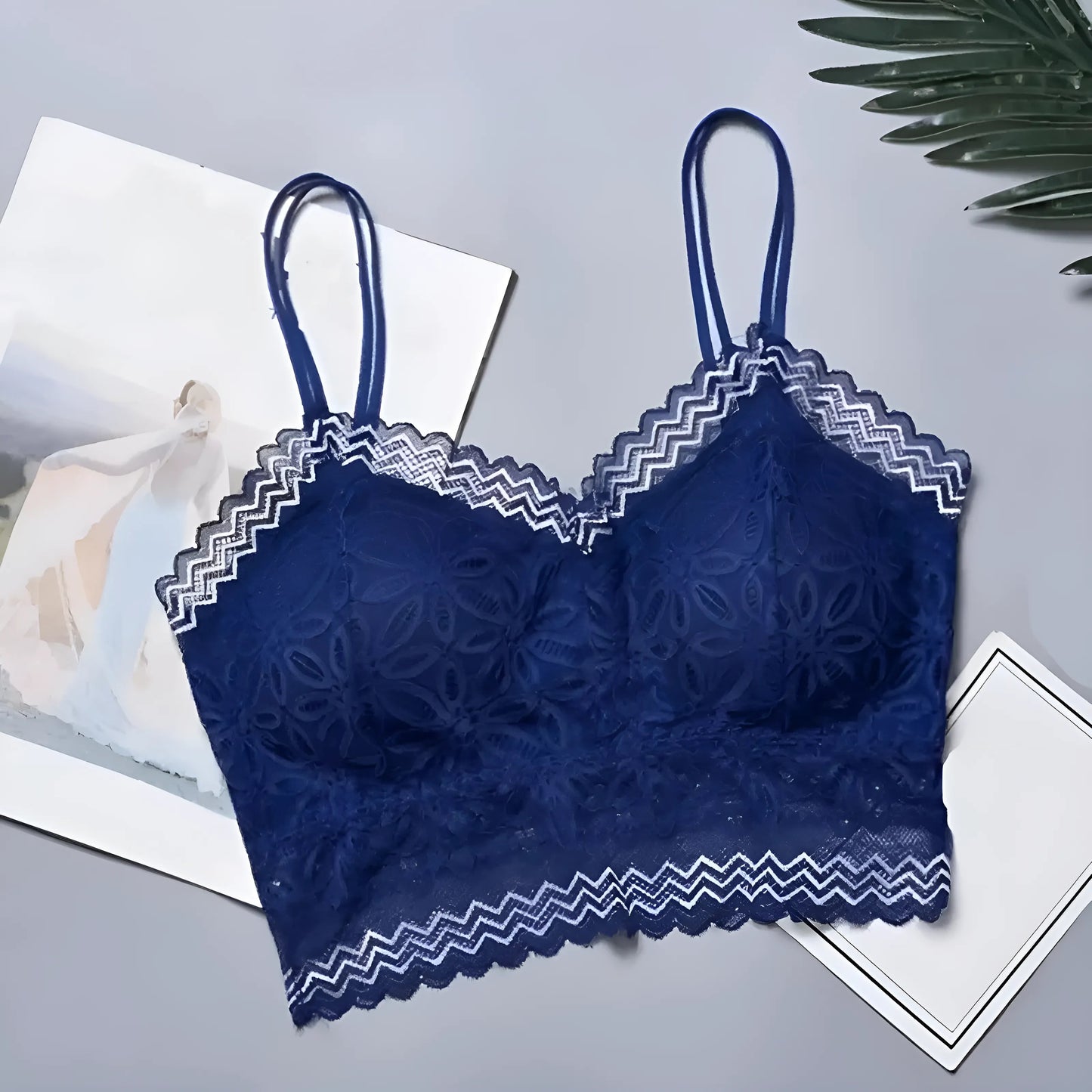 Navy Lace Bralette Top