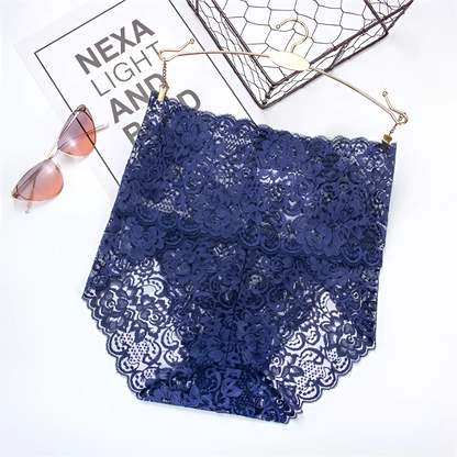 Navy Lace High-Waisted Knickers