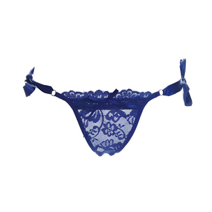 Navy Lace String Thong with Hip Ties