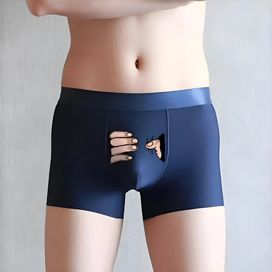 Navy Men's Boxer Shorts with Funny Print