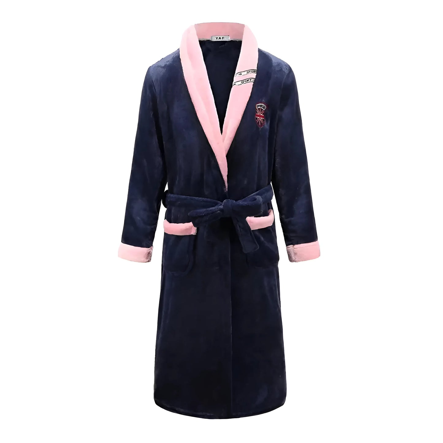 Navy Men's Plush Bathrobe