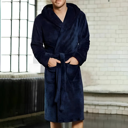 Navy Men's Velvet Bathrobe