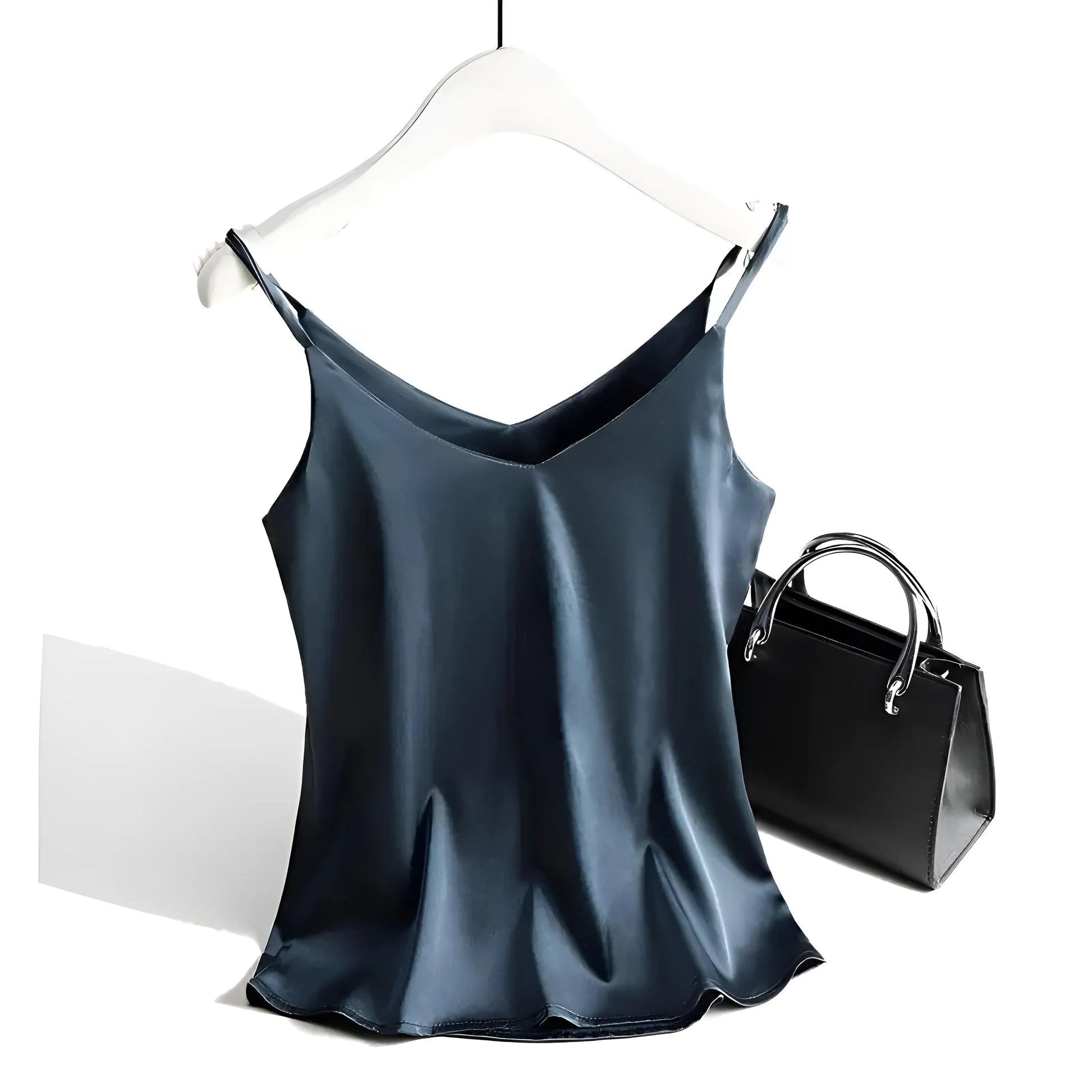 Navy Silk Satin Women's Camisole