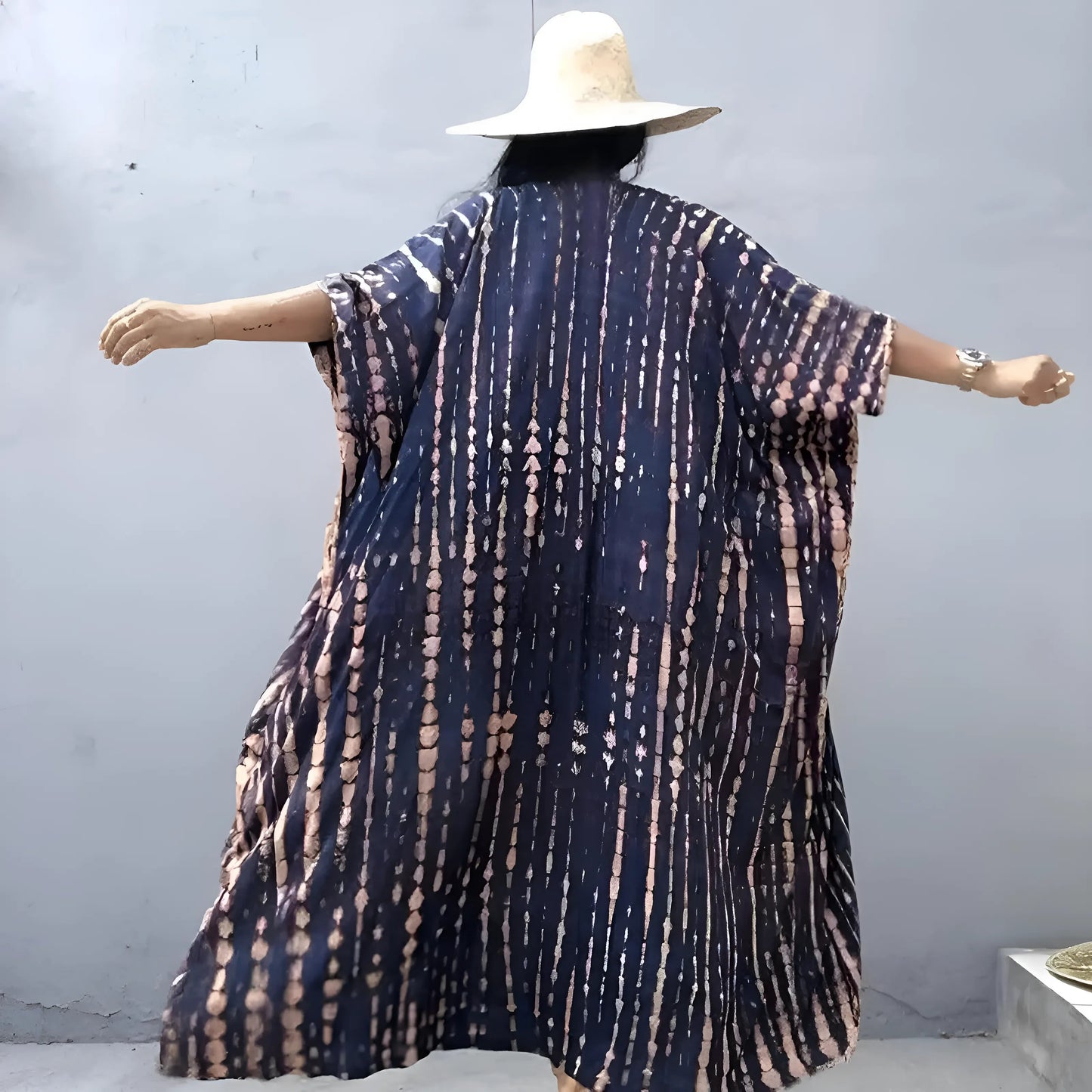 Navy Striped Beach Kimono